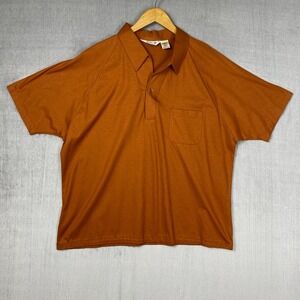Vtg Resort Ware Polo Shirt Mens 1X Short Sleeve Made In USA Burnt Orange Retro